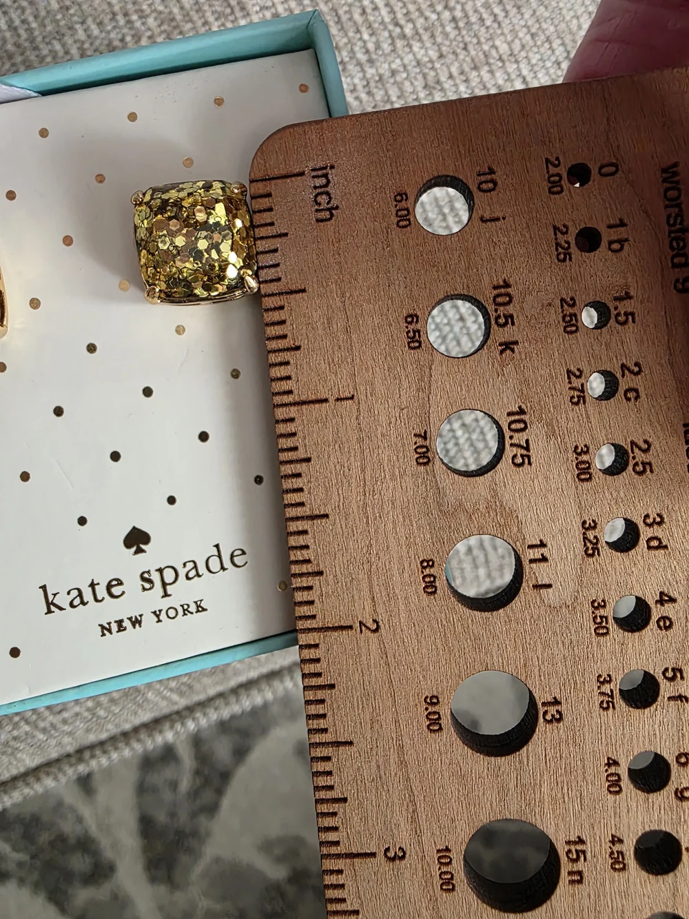NWT Kate Spade Gold Glitter Small Square Stud Earrings 0.5